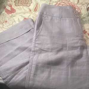 𝅺lili Bleu Wide Band Cuffed Linen Pants